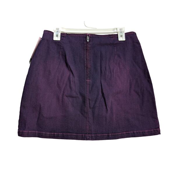 Wild Fable Denim Mini Skirt 12 Purple Coated High Rise Notch Front Stretch Micro - Picture 3 of 9